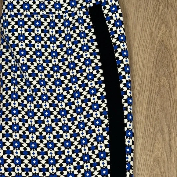 Anthropologie Maeve Black and Blue Geometric Print High Rise Flare Pants Small - Picture 9 of 10